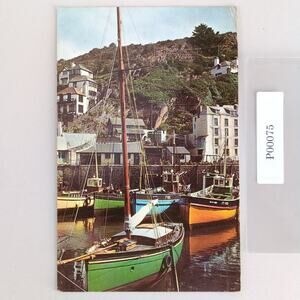 Vintage 1950s Postcard The Harbour Polperro Cornwall England Sailboats Fishing